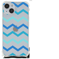 iPhone 14 Plus Doorzichtige Silicone Hoesje Zigzag Blauw