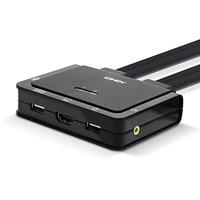 LINDY 42347 2 Port HDMI 18G, USB Type C, USB 2.0 & Audio Kabel KVM Switch
