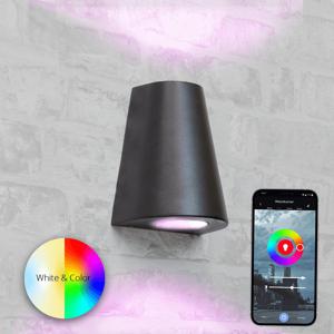 Zwarte up down wandlamp voor buiten met zigbee gu10 spots - kegel vorm