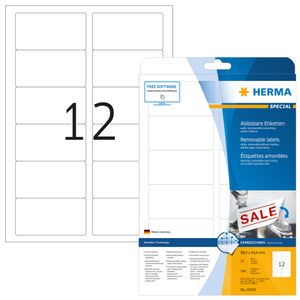 Etiket HERMA 10010 88.9x46.6mm verwijderbaar wit 300stuks