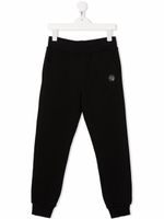 Philipp Plein Junior pantalon de jogging à patch logo - Noir