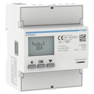 Hager ECR380D kWh-meter 1-fase en 3-fasen 1 stuk(s)