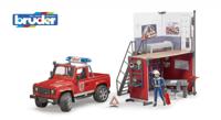 bruder bworld Brandweerkazerne met Land Rover Defender modelvoertuig 62701