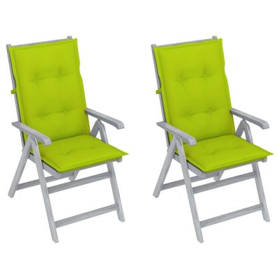 vidaXL Tuinstoelen 2 st verstelbaar met kussens massief acaciahout