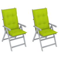 vidaXL Tuinstoelen 2 st verstelbaar met kussens massief acaciahout