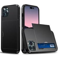 iPhone 14 Pro Hybrid Case with Sliding Card Slot - Black - thumbnail