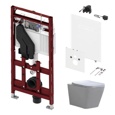 Tece 400 Toiletset met Geurafzuiging - Inbouw WC Hangtoilet Wandcloset Alexandria Flatline Rimfree - Elektronische sen-Touch Bedieningsplaat Wit Tece 400 Toiletset met Geurafzuiging - Inbouw WC Hangtoilet Wandcloset Alexandria Flatline Rimfree - Elektronische sen-Touch Bedieningsplaat Wit
