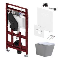 Tece 400 Toiletset met Geurafzuiging - Inbouw WC Hangtoilet Wandcloset Alexandria Flatline Rimfree - Elektronische sen-Touch Bedieningsplaat Wit