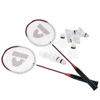 Donnay badminton set rood met 9x shuttles en opbergtas - thumbnail