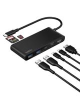Belkin USB C Hub, 7-poorts USB C Adaptor voor 4K@60Hz HDMI Display, SD + MicroSD, 100W PD, Snelle Gegevensoverdracht (5Gbps), meerpoorts USB Hub - voor MacBook, iPad Pro, Chromebook - HDMI 2.0 - Zwart