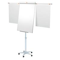 Nobo Impression Pro Mobile 1901920 Magnetische flipchart/whiteboard van staal, verlengarmen en vergrendelbare wielen, 3 x breedte, droog afwisbaar bord, met pennenhouder en marker, wit