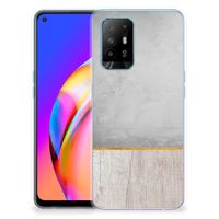 OPPO A94 5G | Reno5 Z Bumper Hoesje Wood Concrete - thumbnail