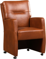 Cognac leren landelijke eetkamerfauteuil Sharp - Granada leer Savannah (cognac leer)