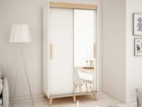 Kast SKANTOISE 2 schuifdeuren 120 cm wit/sonoma met spiegel