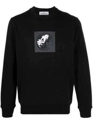 Stone Island Katoenen sweater met logoprint - Zwart