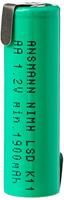 Ansmann AA Flat Top accu met soldeervlag, 1 stuk, 1900 mAh, 1,2 V, NiMH-accu met Z-tags, niet geschikt voor VAPES