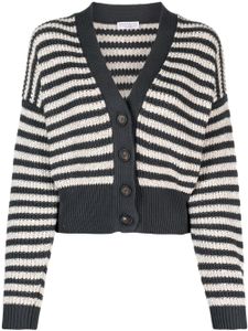 Brunello Cucinelli cardigan rayé à col v - Gris