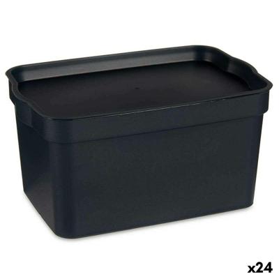 Opbergbak met Deksel Kipit Antraciet Plastic 2,3 L (24 Stuks) Opbergbak met Deksel Kipit Antraciet Plastic 2,3 L (24 Stuks)