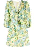 Faithfull the Brand robe courte Cintare en lin à fleurs - Vert - thumbnail