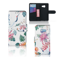 Samsung Galaxy A3 2017 Telefoonhoesje met Pasjes Bird Flowers - thumbnail