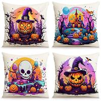 Halloween pompoen spook decoratieve toss kussens cover 1pc zachte vierkante kussenhoes kussensloop voor slaapkamer woonkamer slaapbank stoel Lightinthebox - thumbnail