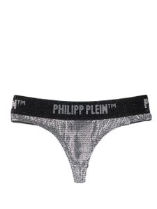 Philipp Plein string métallisé à ornements en cristal - Argent