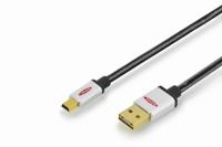 ednet USB 2.0 Aansluitkabel [1x USB-A 2.0 stekker - 1x Mini-USB 2.0 B stekker] 1.80 m Zwart Rond, Stekker past op beide manieren, Afgeschermd (dubbel)