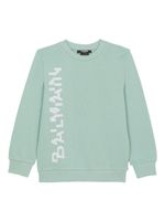 Balmain Kids logo-print cotton sweatshirt - Vert