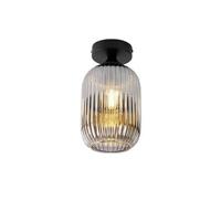 QAZQA Art deco plafondlamp zwart met smoke glas - Banci