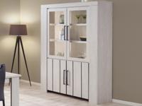 Vitrinekast GILLY 4 deuren gebleekt eik zonder LED