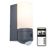 LUTEC LED-cameralamp POLLUX, buitenlamp in antraciet met bewegingsmelder en camera, bewakingscamera Full-HD en intercomsysteem, incl. 16 GB SD-kaart, compatibel met Google Voice & Alexa,