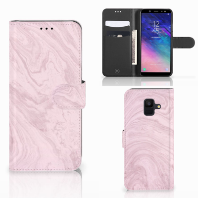 Samsung Galaxy A6 2018 Bookcase Marble Pink - Origineel Cadeau Vriendin Samsung Galaxy A6 2018 Bookcase Marble Pink - Origineel Cadeau Vriendin