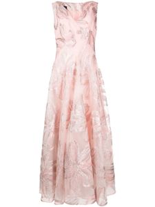 Talbot Runhof robe longue à fleurs en jacquard - Rose