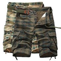 Voor heren Cargoshorts Wandelshorts Militair Ruitjes Zomer Buiten Normale pasvorm 10 Ripstop Ademend Multi Pocket Zweetafvoerend Short / Broekje Kleding Onderlichaam knie lengte Geel Leger Groen miniinthebox