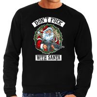 Grote maten foute Kersttrui / outfit Dont fuck with Santa zwart voor heren