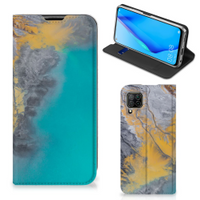 Huawei P40 Lite Standcase Marble Blue Gold - thumbnail