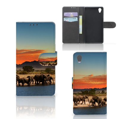 Sony Xperia Z1 Telefoonhoesje met Pasjes Olifanten
