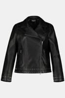 Ulla Popken Bikerjack, smal model, lamsleer, sierstuds - Grote Maten