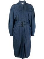 Thierry Mugler Pre-Owned robe ceinturée en jean à coupe mi-longue - Bleu