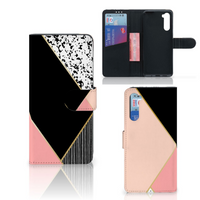 OnePlus Nord Book Case Zwart Roze Vormen - thumbnail