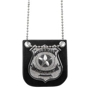 Boland Carnaval/verkleed accessoires Politie sieraden - ketting met badge - zwart - kunststof   -