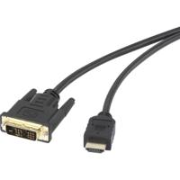 Renkforce RF-4212216 DVI-kabel DVI / HDMI Adapterkabel DVI-D 18+1-polige stekker, HDMI-A-stekker 1.80 m Zwart Vergulde steekcontacten, Schroefbaar - thumbnail