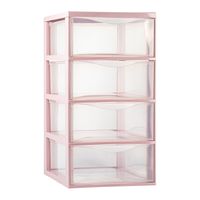 Plasticforte Ladeblokje/bureau organizer 4x lades - transparant/roze - L26 x B37 x H49 cm   - - thumbnail