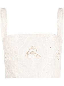 Agua By Agua Bendita haut Cacao Eyelet crop en lin - Tons neutres