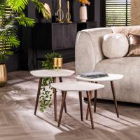 LifestyleFurn Organische Salontafel Tocara Marmer composiet, Set van 3 stuks - thumbnail