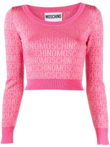 Moschino pull crop à motif monogrammé - Rose