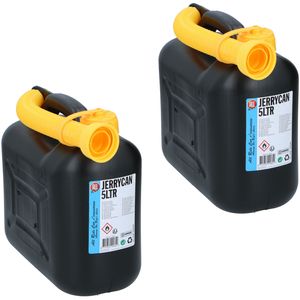 2x Jerrycans/benzinetanks 5 liter zwart