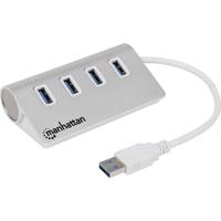 Manhattan 163767 USB 3.2 Gen 1-hub 4 poorten Met aluminium behuizing Wit