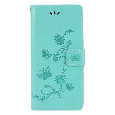 Shop4 - Motorola Moto G9 Plus Hoesje - Wallet Case Bloemen Vlinder Groen