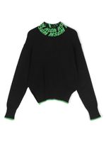 MSGM Kids pull en maille intarsia à design nervuré - Noir